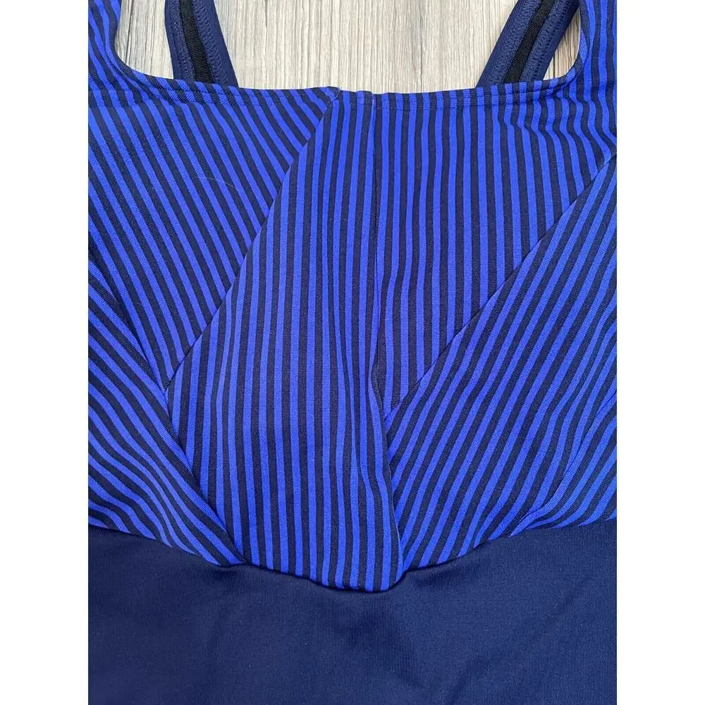 TYR Women MONROE Aqua ControlFit 1pc SwimSuit Navy Blue Stripe - Size 8 - NWOT